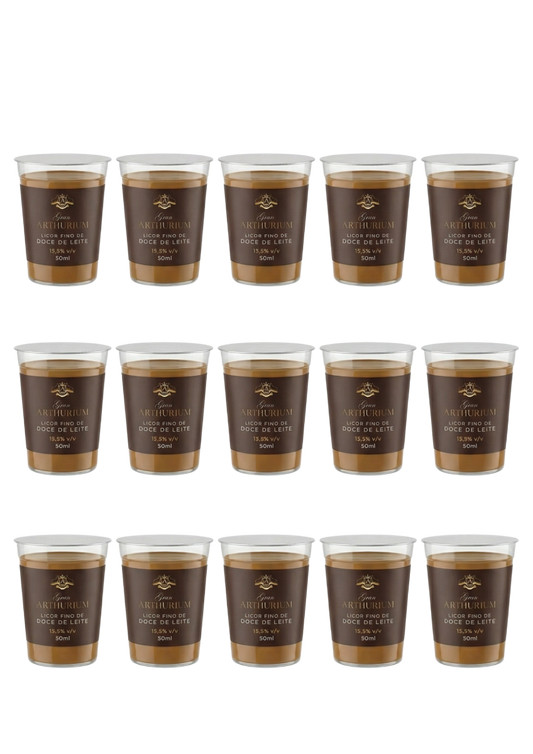 Caixa 15 copinhos 50 mL licor doce de leite Gran Arthurium
