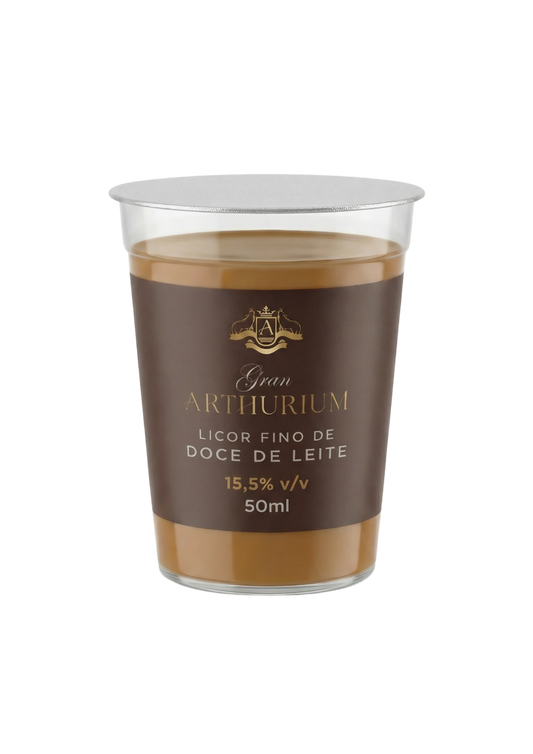 Caixa 15 copinhos 50 mL licor doce de leite Gran Arthurium