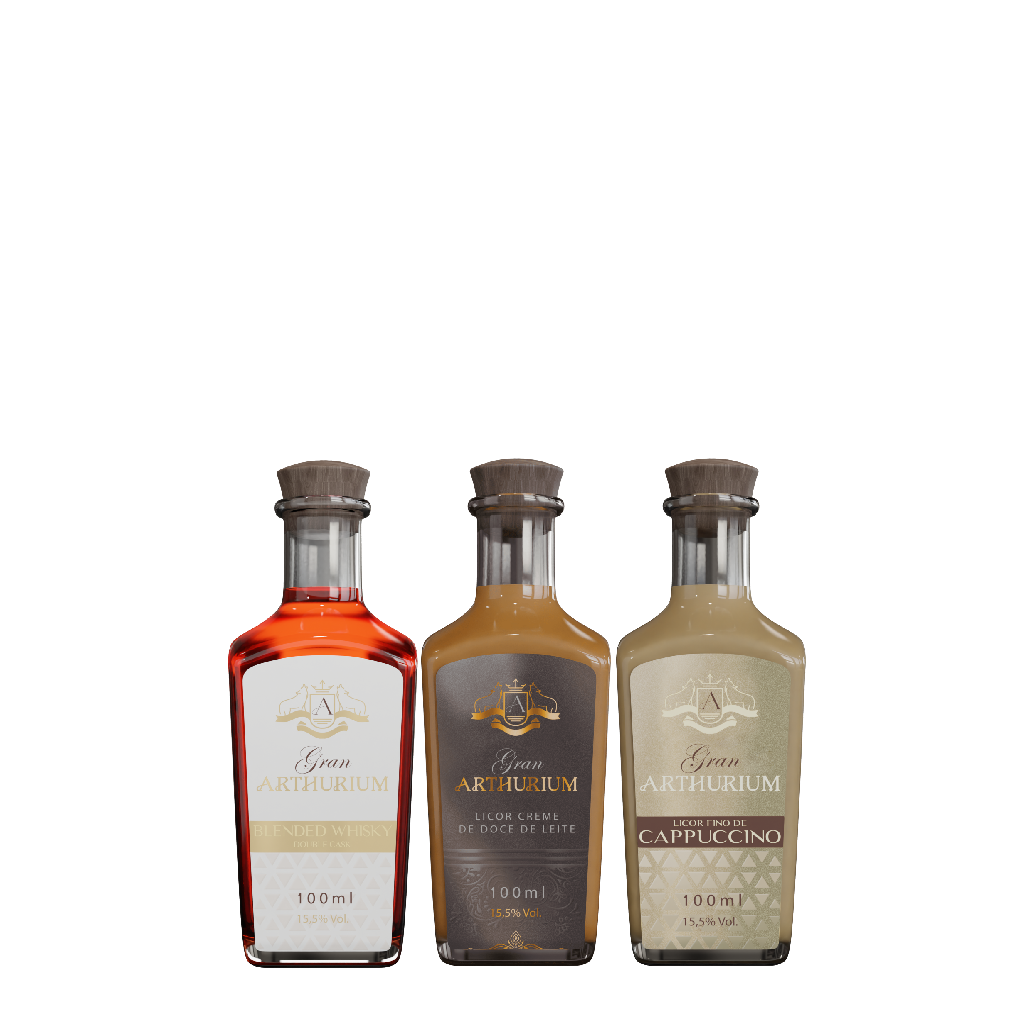 Kit Trio Miniaturas Gran Arthurium Doce de Leite + Cappuccino + Whisky - 100ml