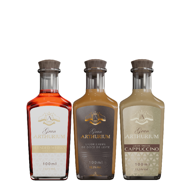Kit Trio Miniaturas Gran Arthurium Doce de Leite + Cappuccino + Whisky - 100ml